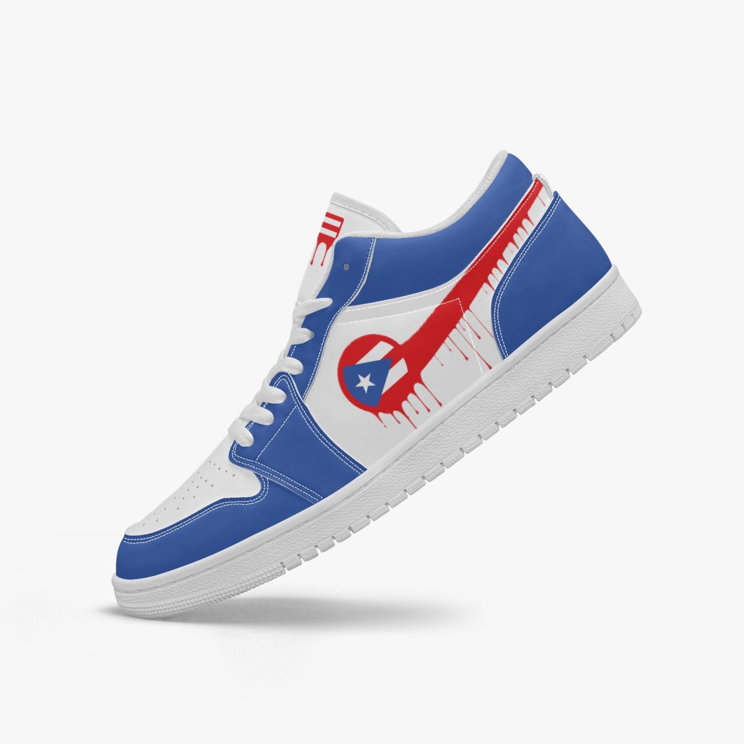 Air Puerto Rico Red Drip / Blue & White Low Tops (White Sole) - Men's & Women's