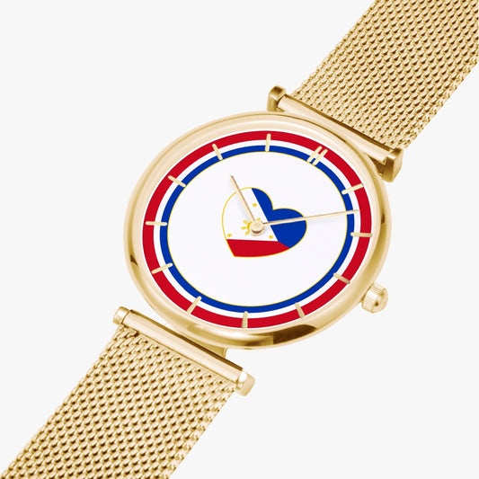 Philippines Love Ultra Thin Women's Quartz Watch - Gold / Rose Gold / Silver