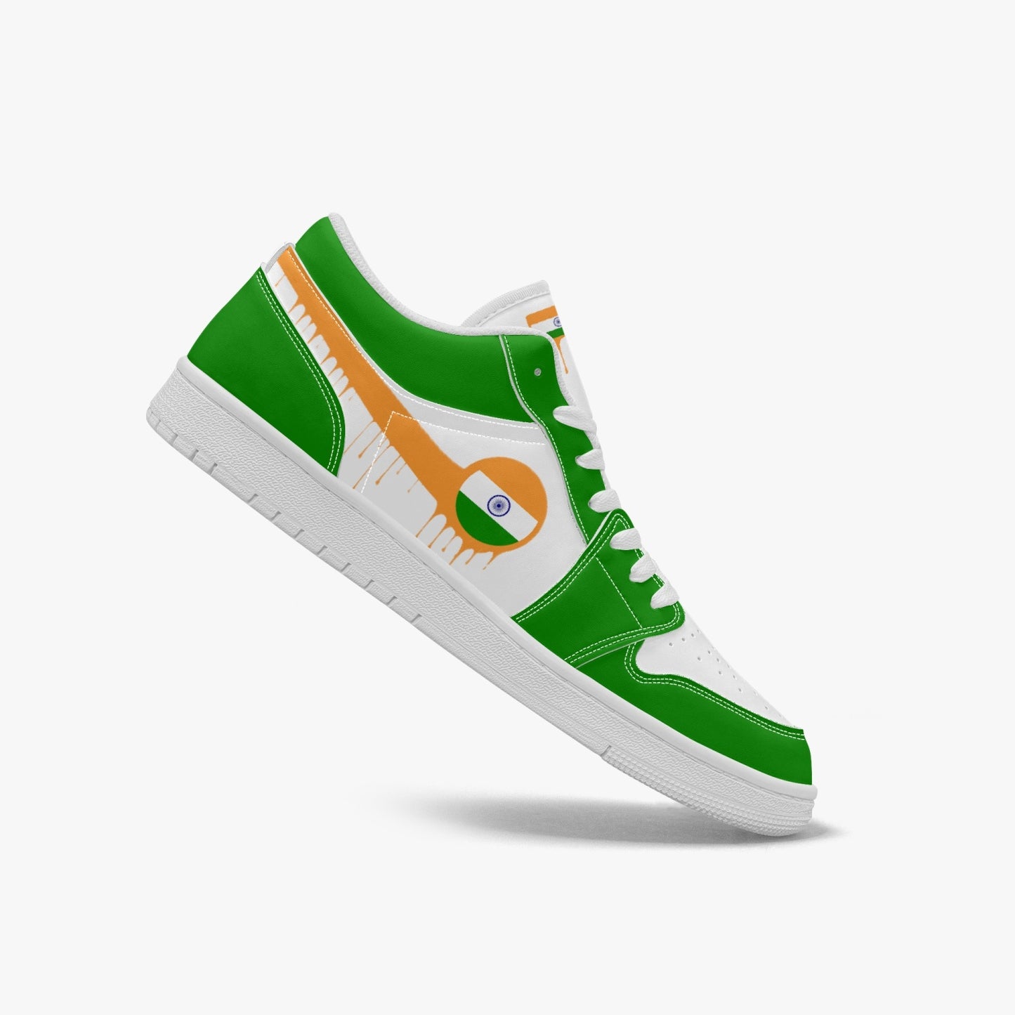 Air India Orange Drip / Green & White Low Tops (White Sole) - Men's & Women's