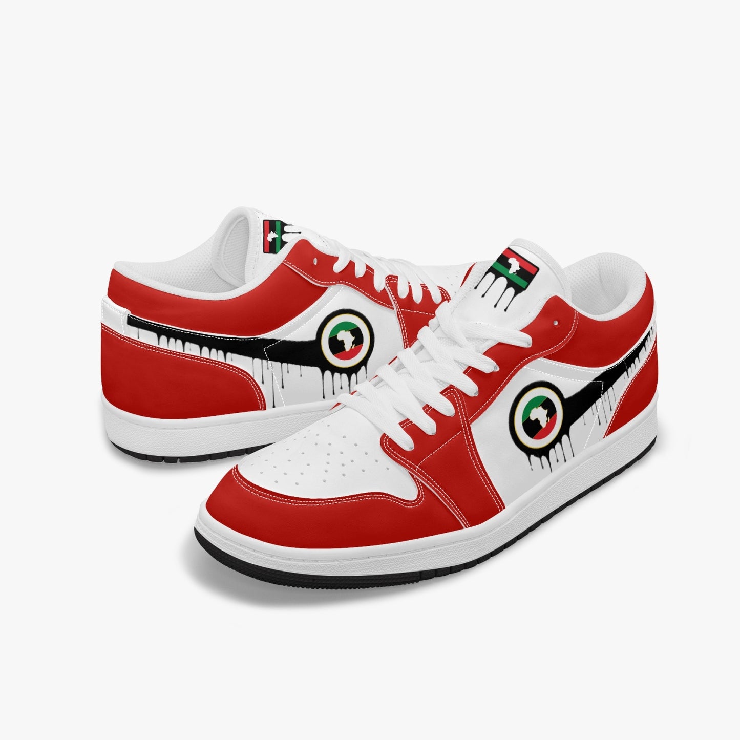 Air Africa Black Drip / Red & White Low Tops (Black Sole) - Men's & Women's