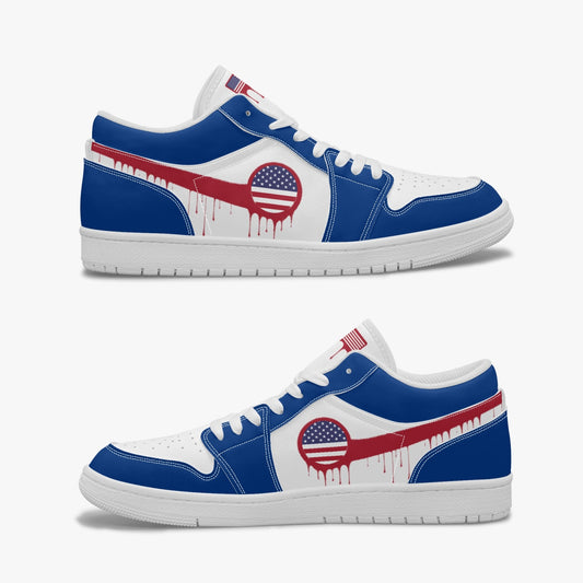 Air America Red Drip / Blue & White Low Tops (White Sole) - Men's & Women's
