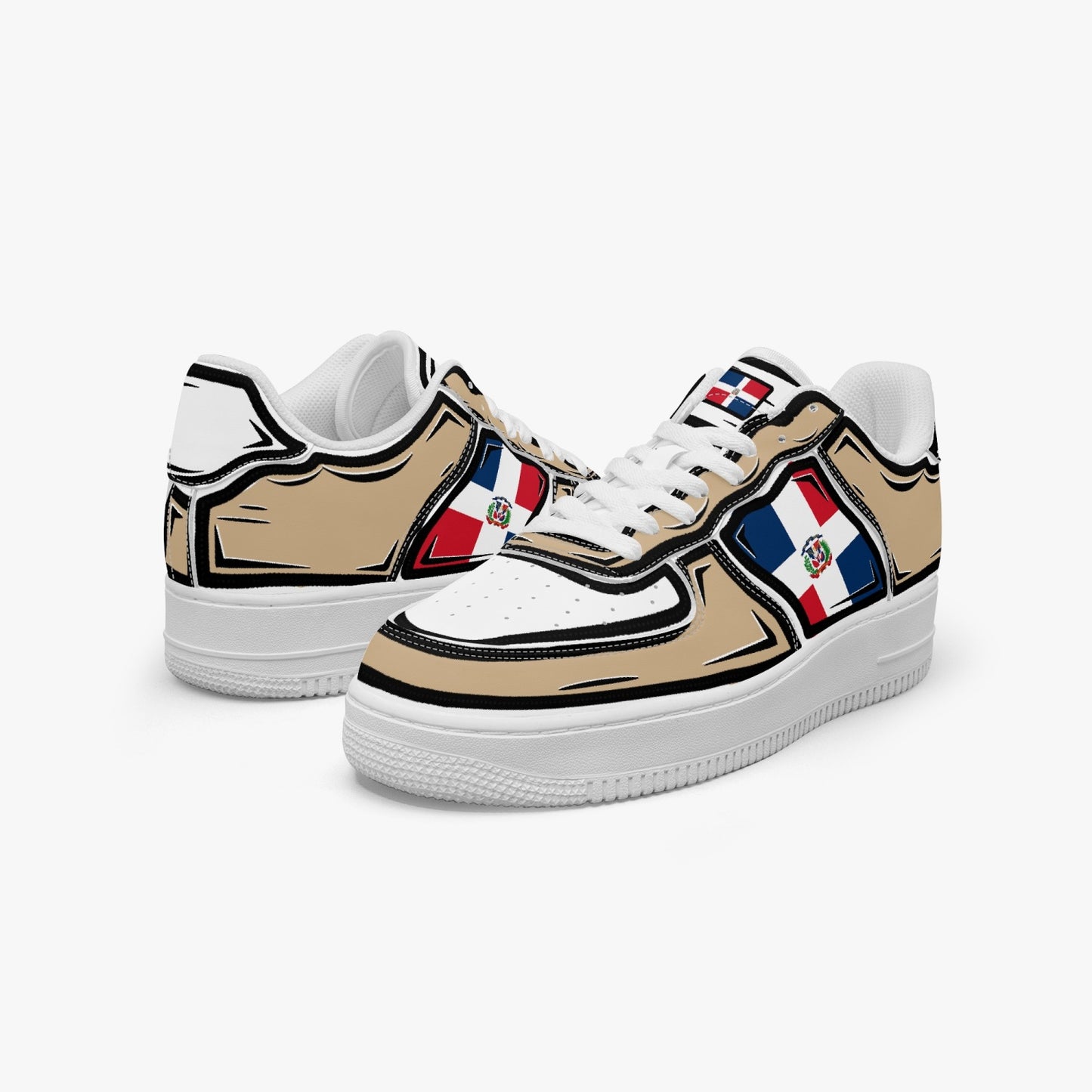 Dominican Cartoon Force 1 Low Tops (Tan) - Men's & Women's