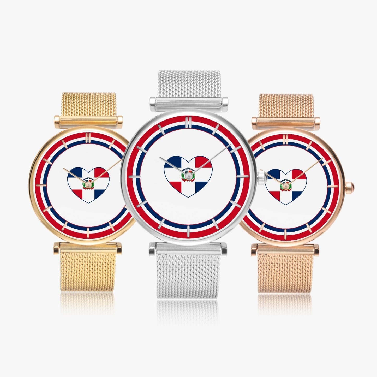Dominican Love Ultra Thin Women's Quartz Watch - Gold / Rose Gold / Silver