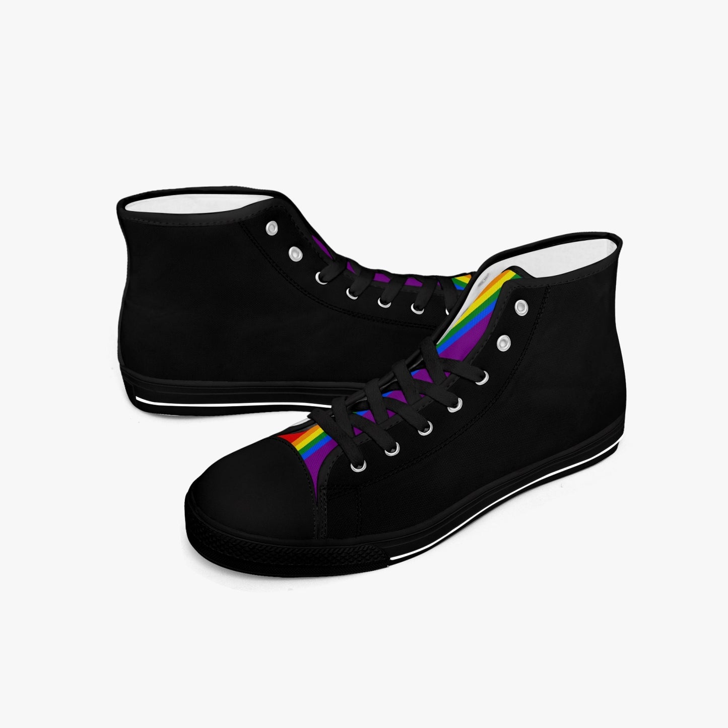 Rainbow Pride Classic Canvas High Tops (Black) - Men's & Women's