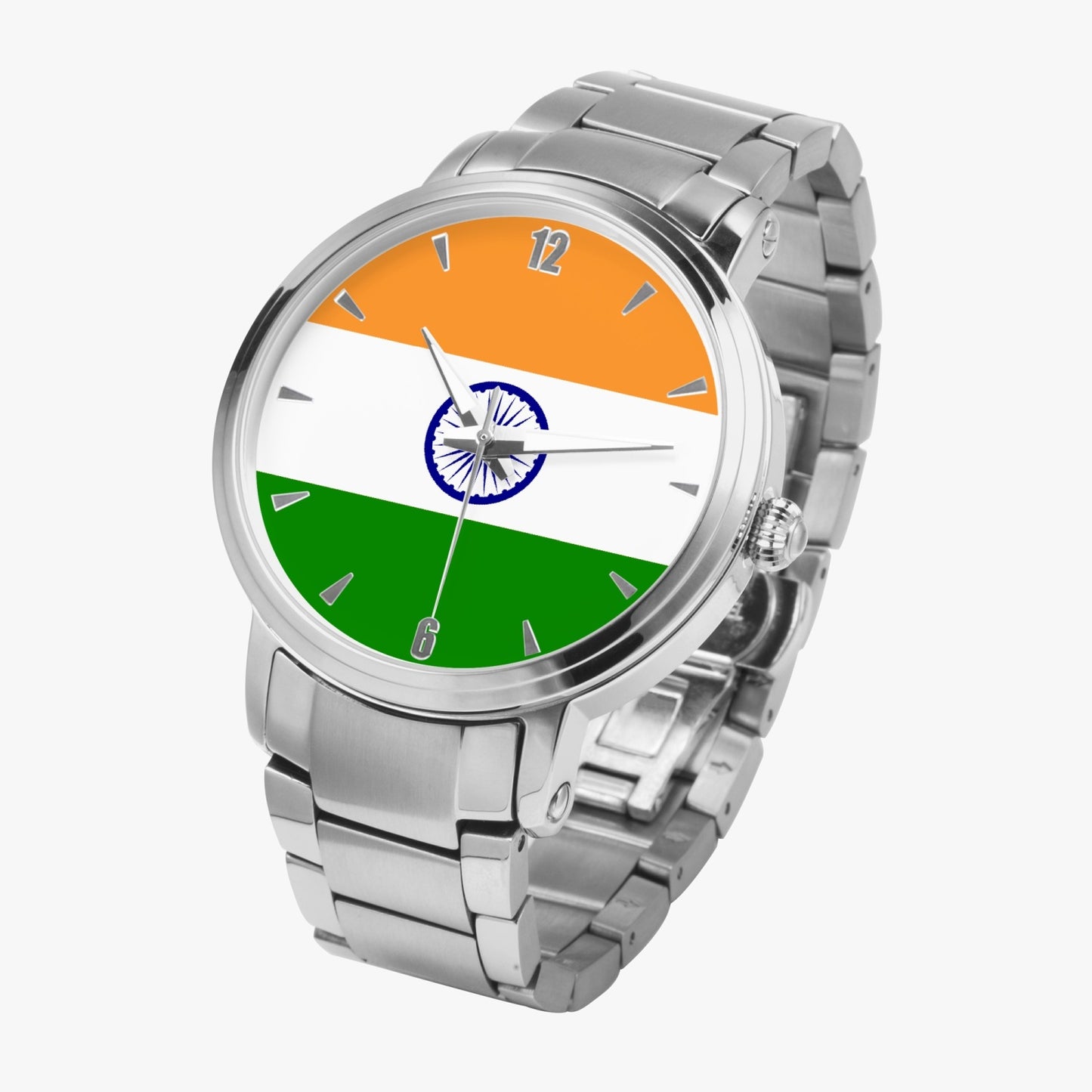 India Pride Stainless Steel Luxury Men's Watch - Silver / Rose Gold / Black
