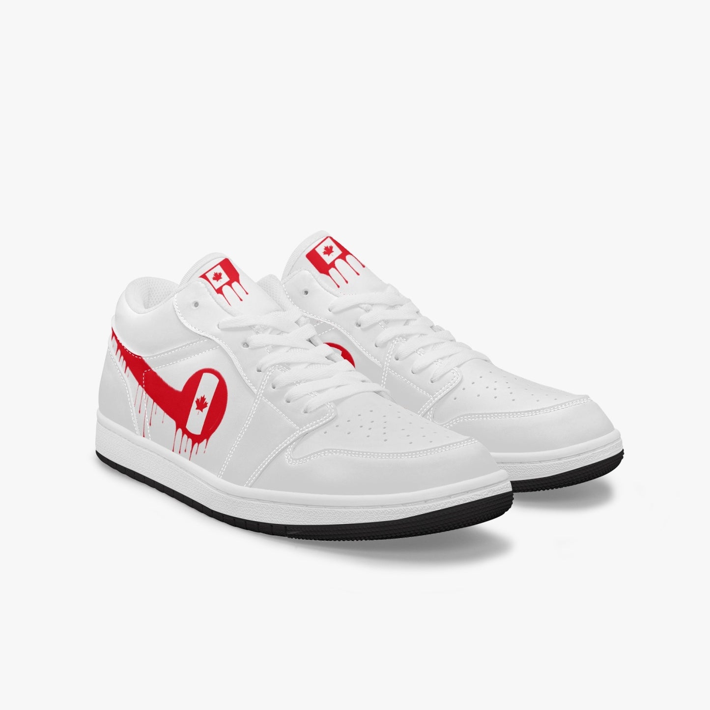 Air Canada Red Drip / White Low Tops (Black Sole) - Men's & Women's
