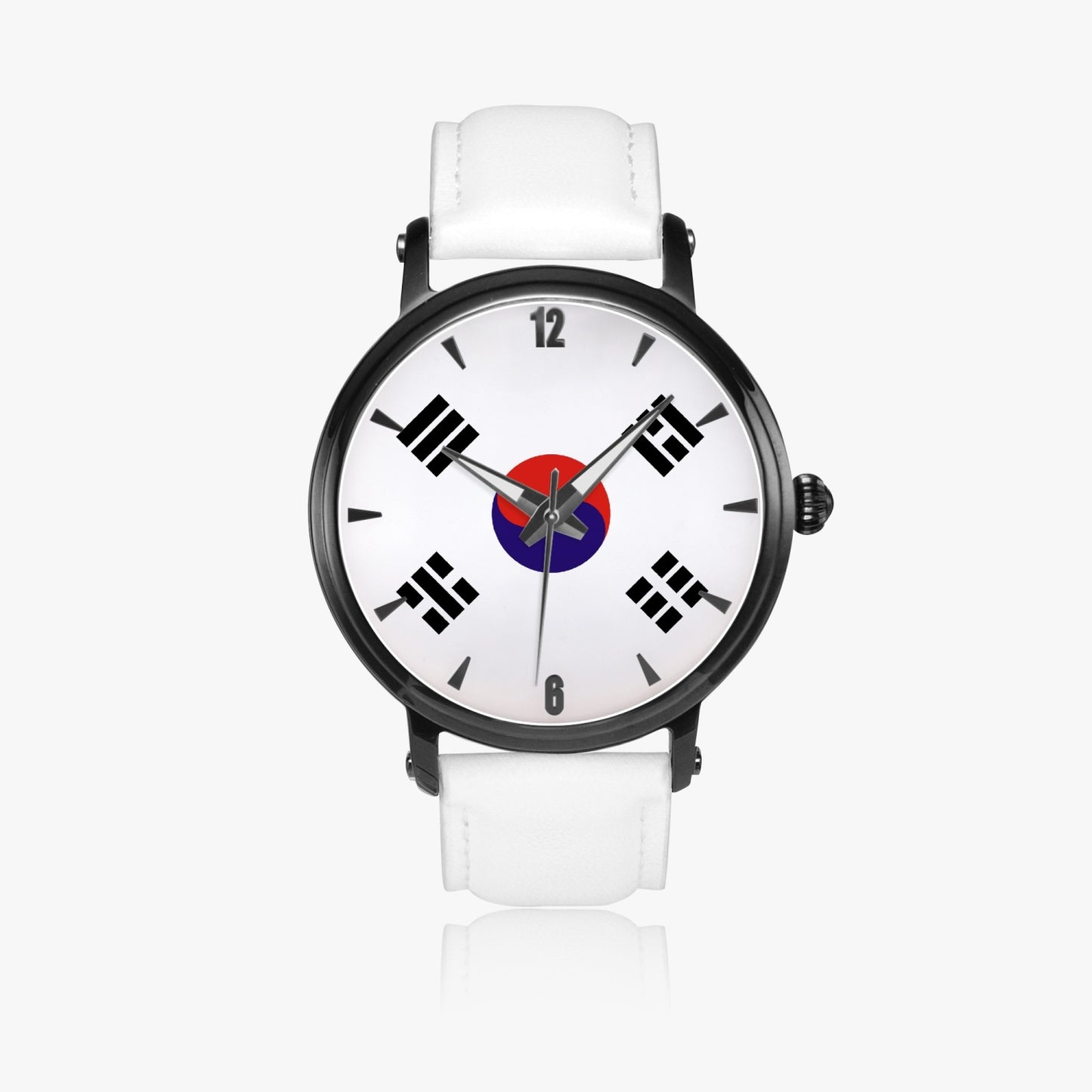 South Korea Pride Premium Leather Men's Watch - Silver / Rose Gold / Black