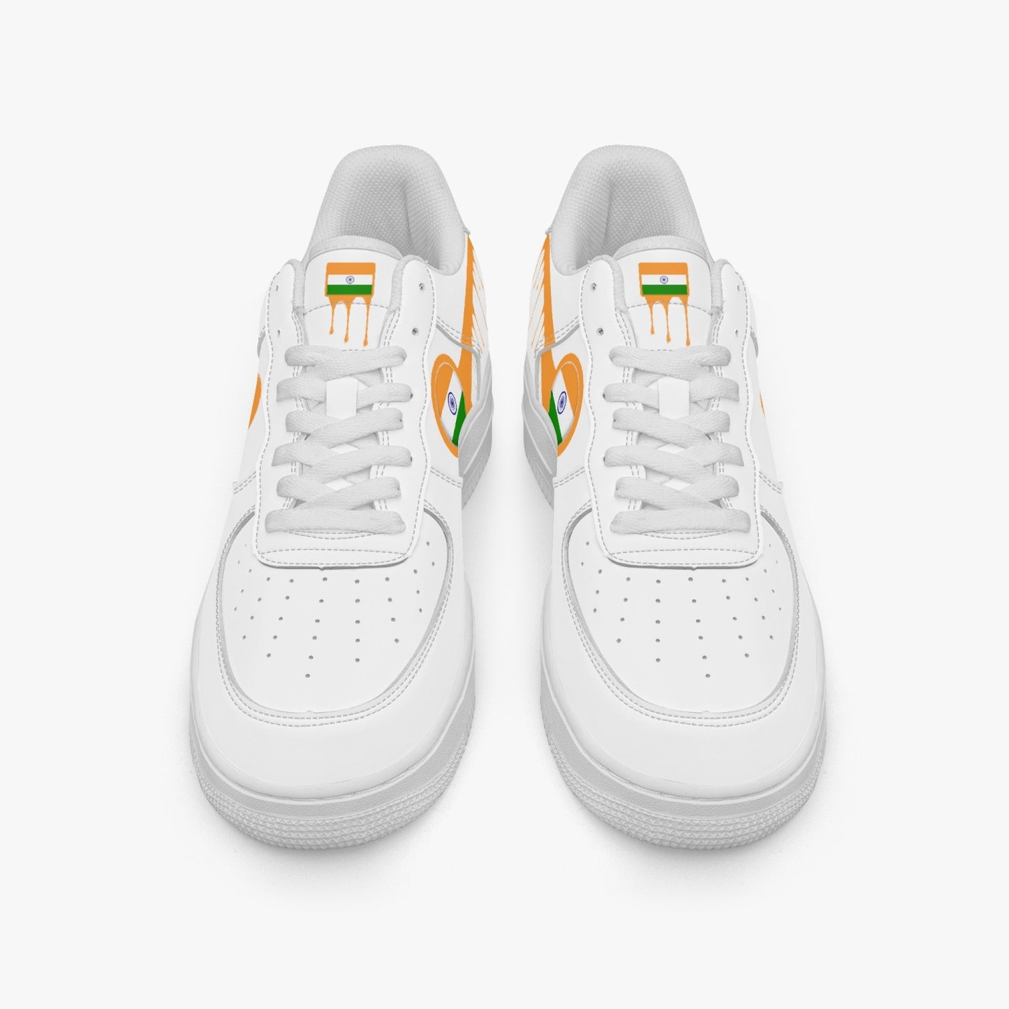 India Orange Drip R-Force 1 Low Tops (White) - Men's & Women's