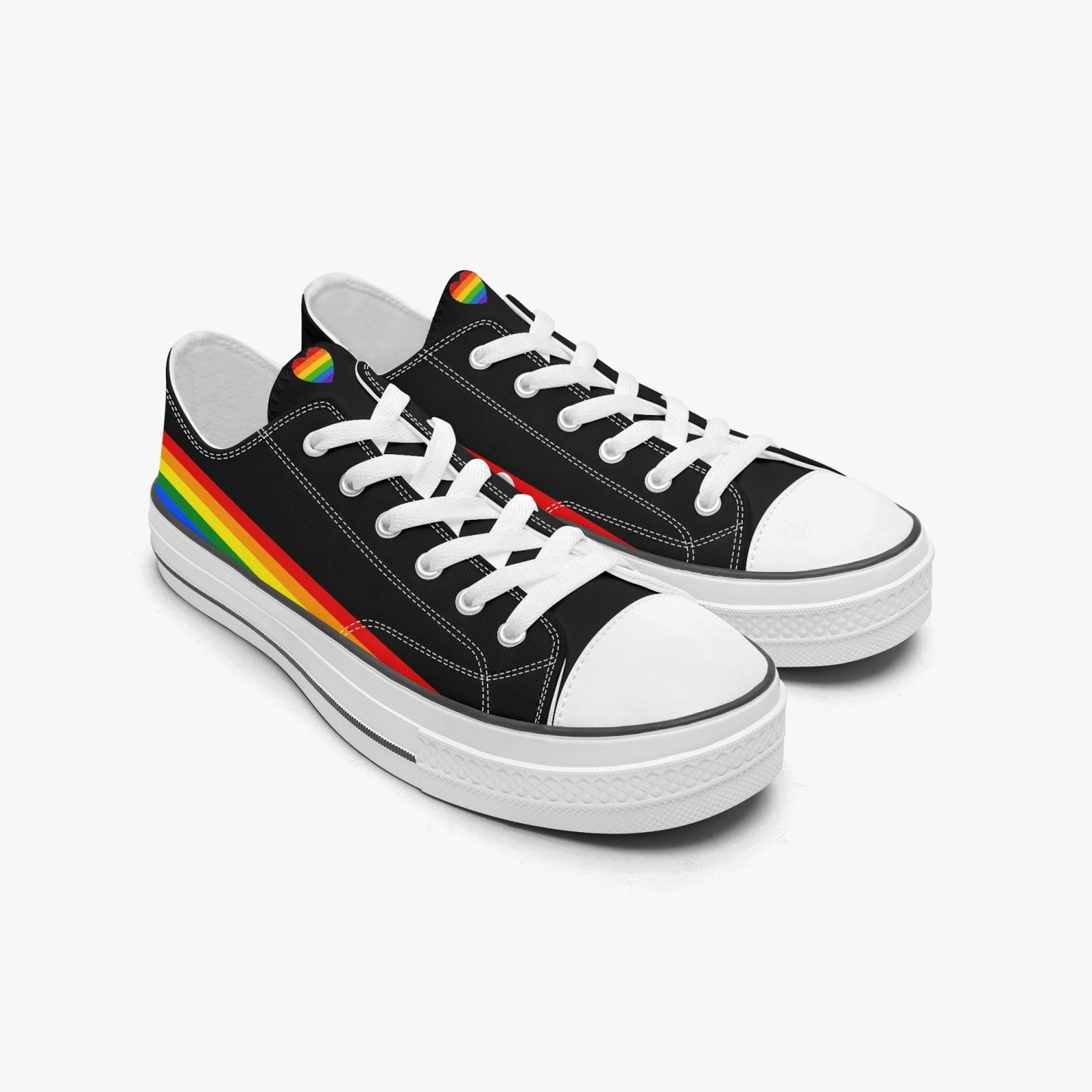 Rainbow Pride Canvas Low Tops (Black) - Men's & Women's