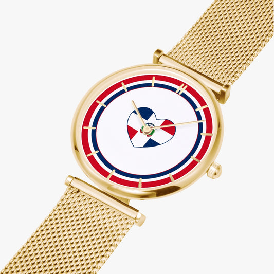 Dominican Love Ultra Thin Women's Quartz Watch - Gold / Rose Gold / Silver