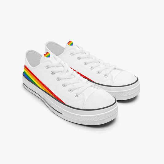 Rainbow Pride Canvas Low Tops (White) - Men's & Women's