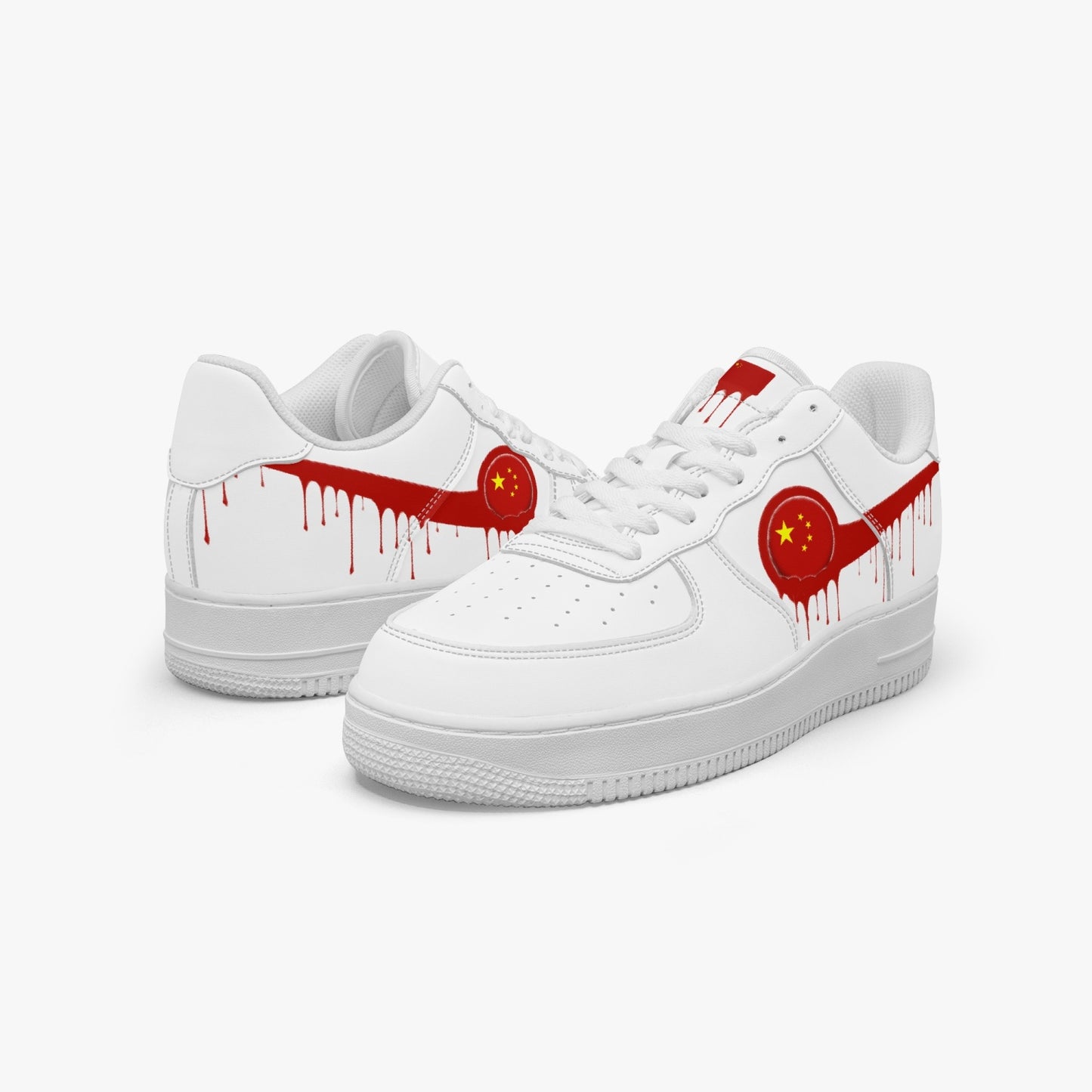 China Red Drip R-Force 1 Low Tops (White) - Men's & Women's