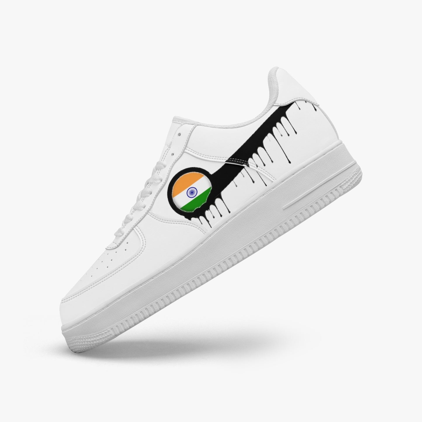 India Black Drip R-Force 1 Low Tops (White) - Men's & Women's