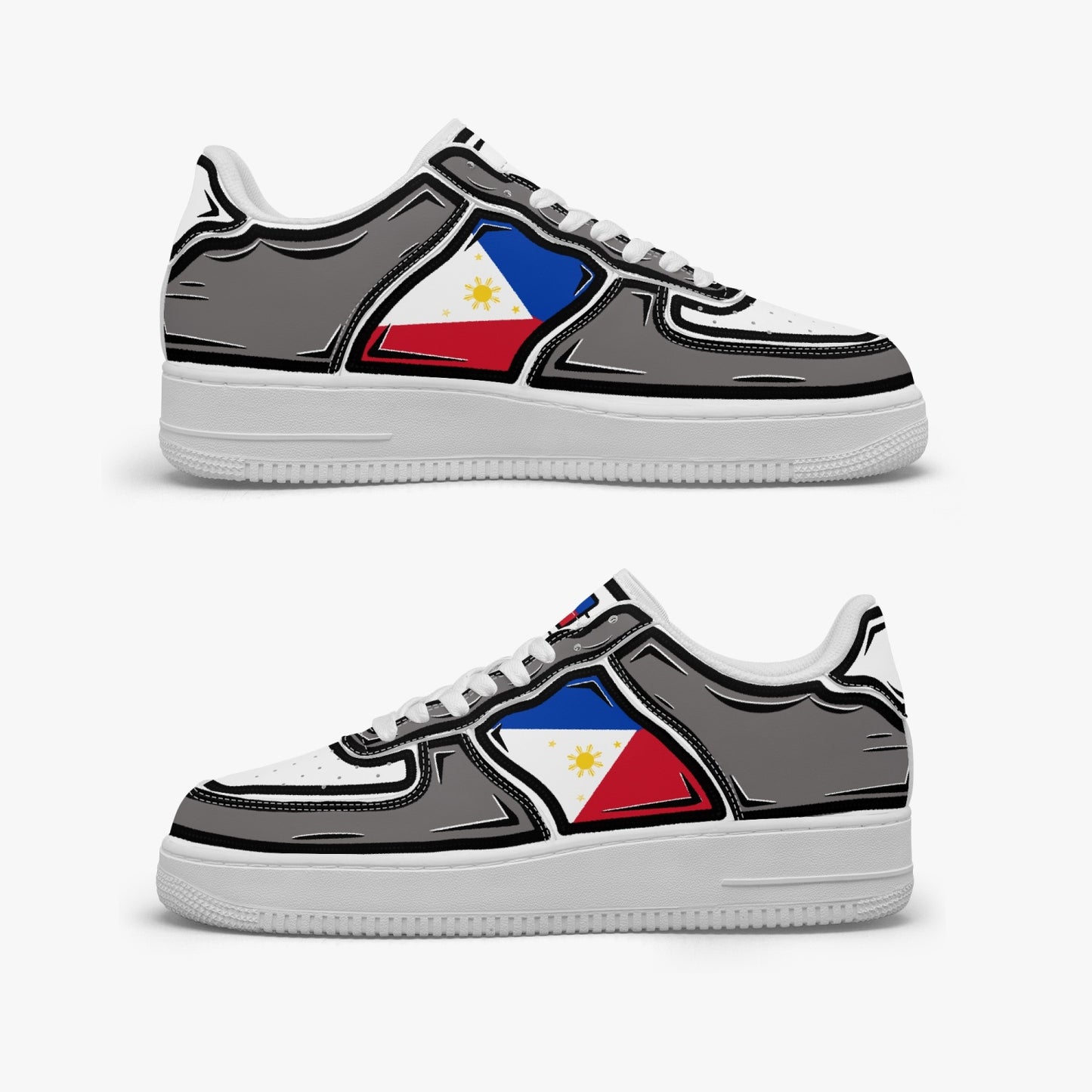 Philippines Cartoon Force 1 Low Tops (Gray) - Men's & Women's