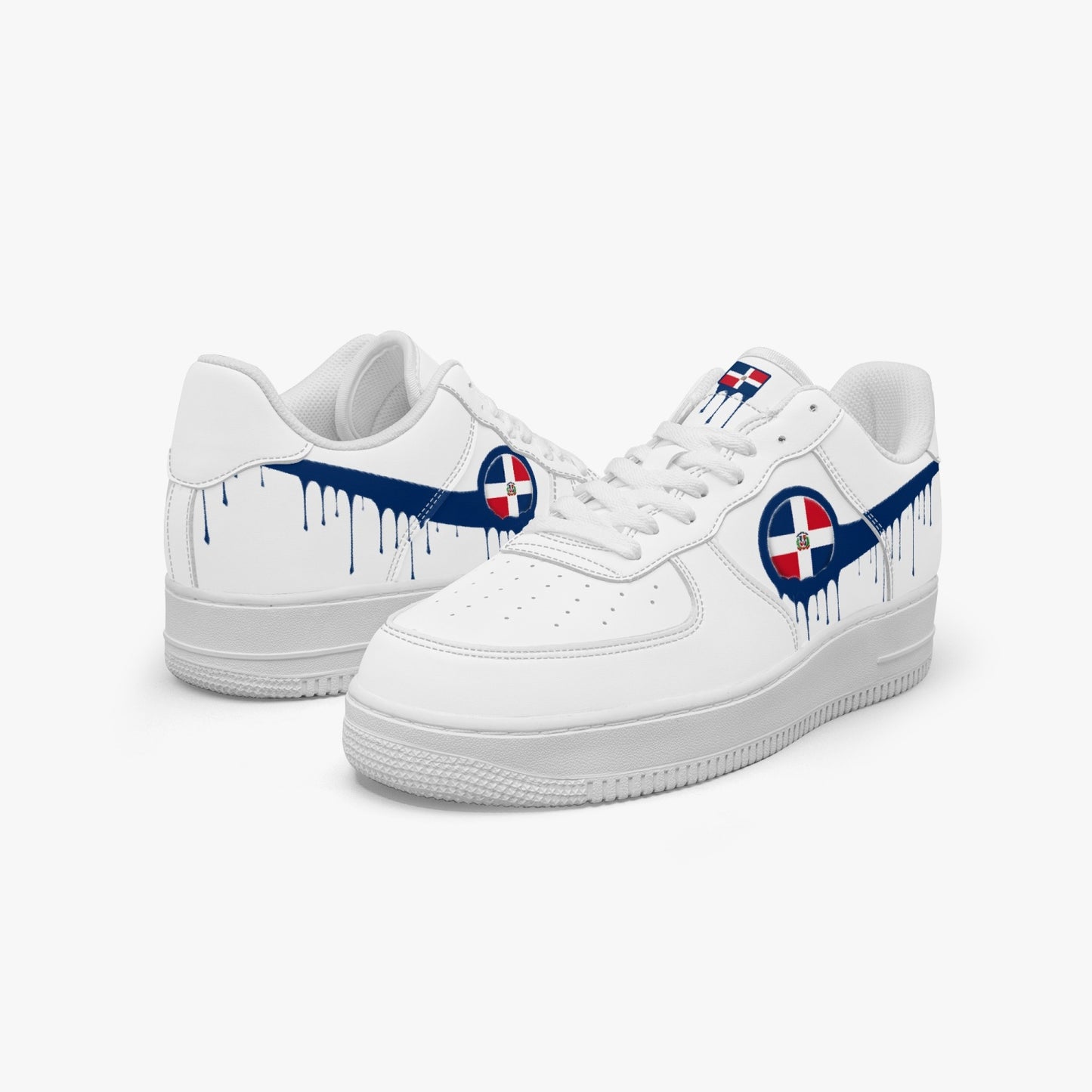 Dominican Blue Drip R-Force 1 Low Tops (White) - Men's & Women's