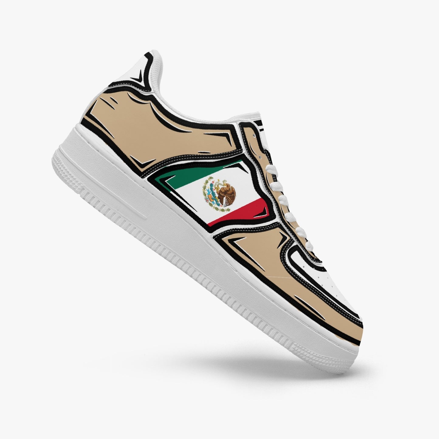 Mexico Cartoon Force 1 Low Tops (Tan) - Men's & Women's