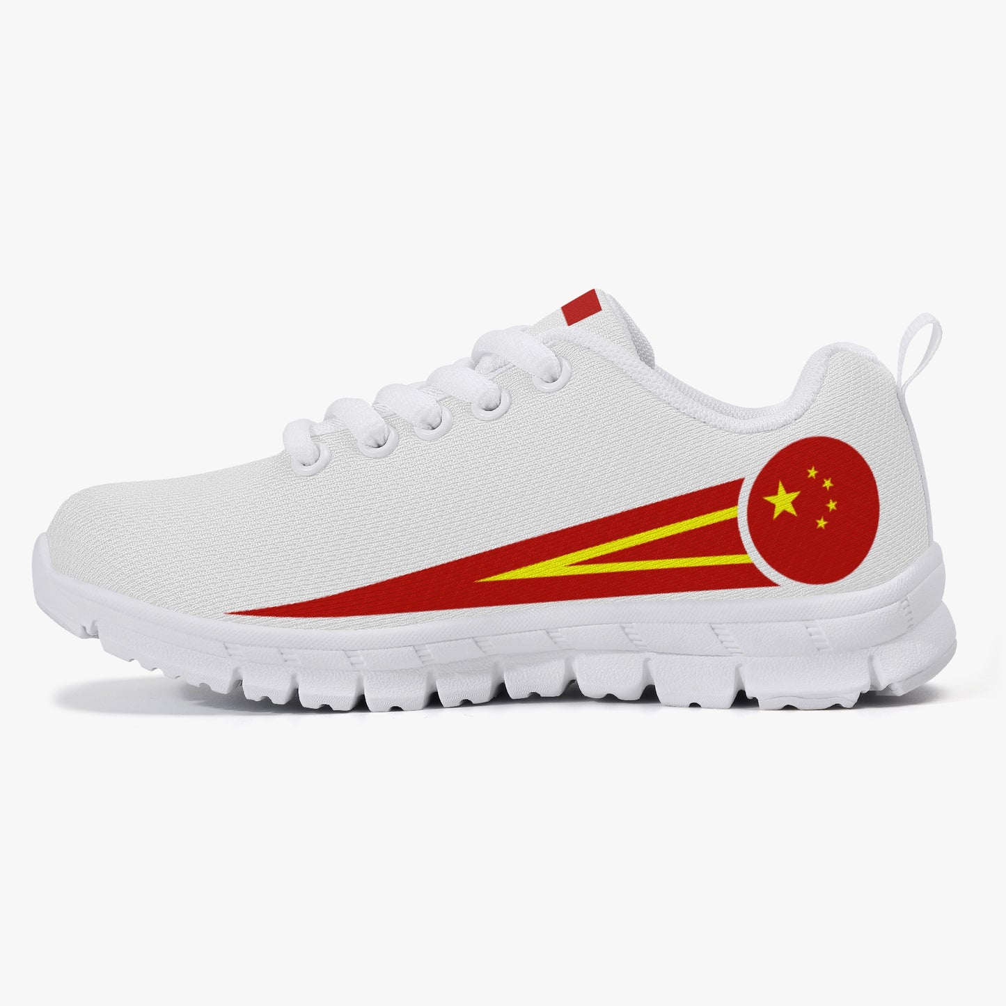 Chinese Pride Kids' Lightweight Lace Up Mesh Sneaker - White