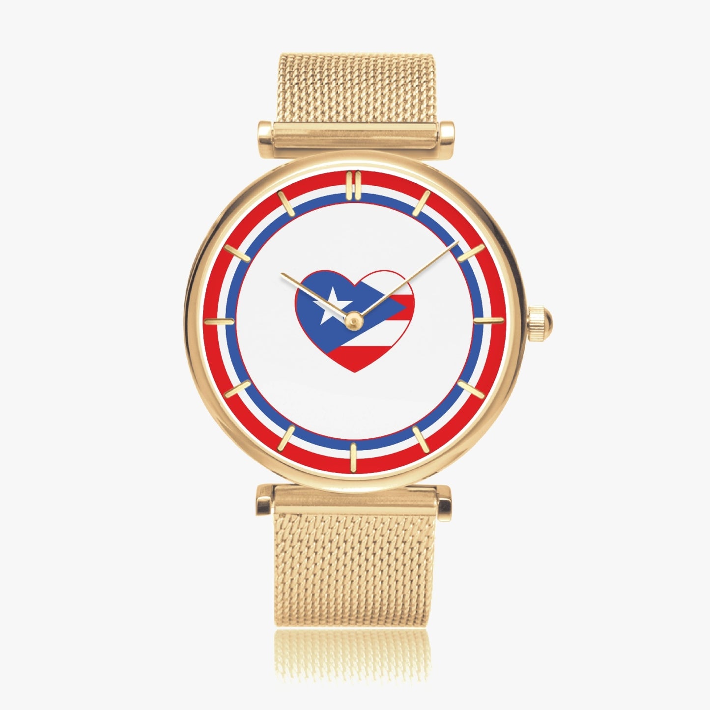Puerto Rico Love Ultra Thin Women's Quartz Watch - Gold / Rose Gold / Silver