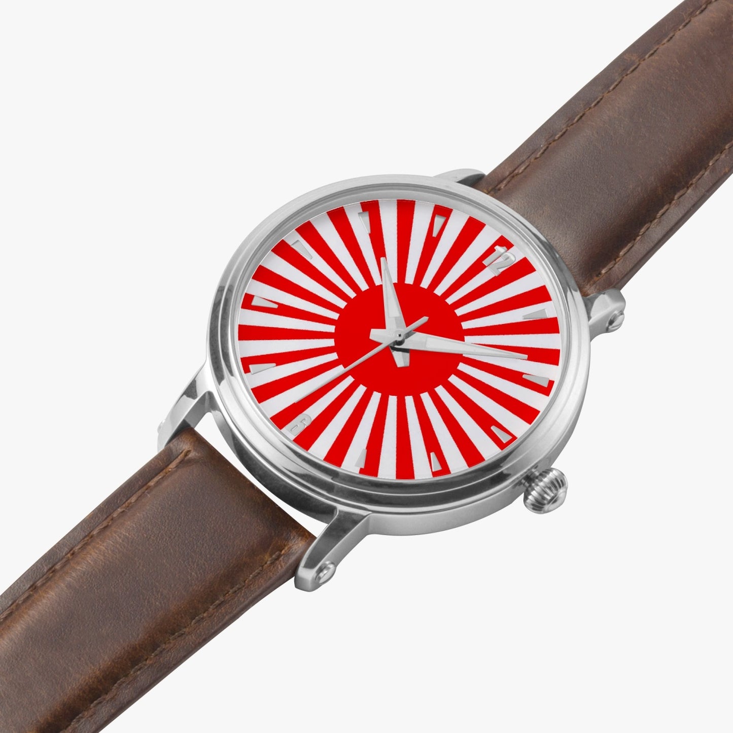 Japan Pride Premium Leather Men's Watch - Silver / Rose Gold / Black