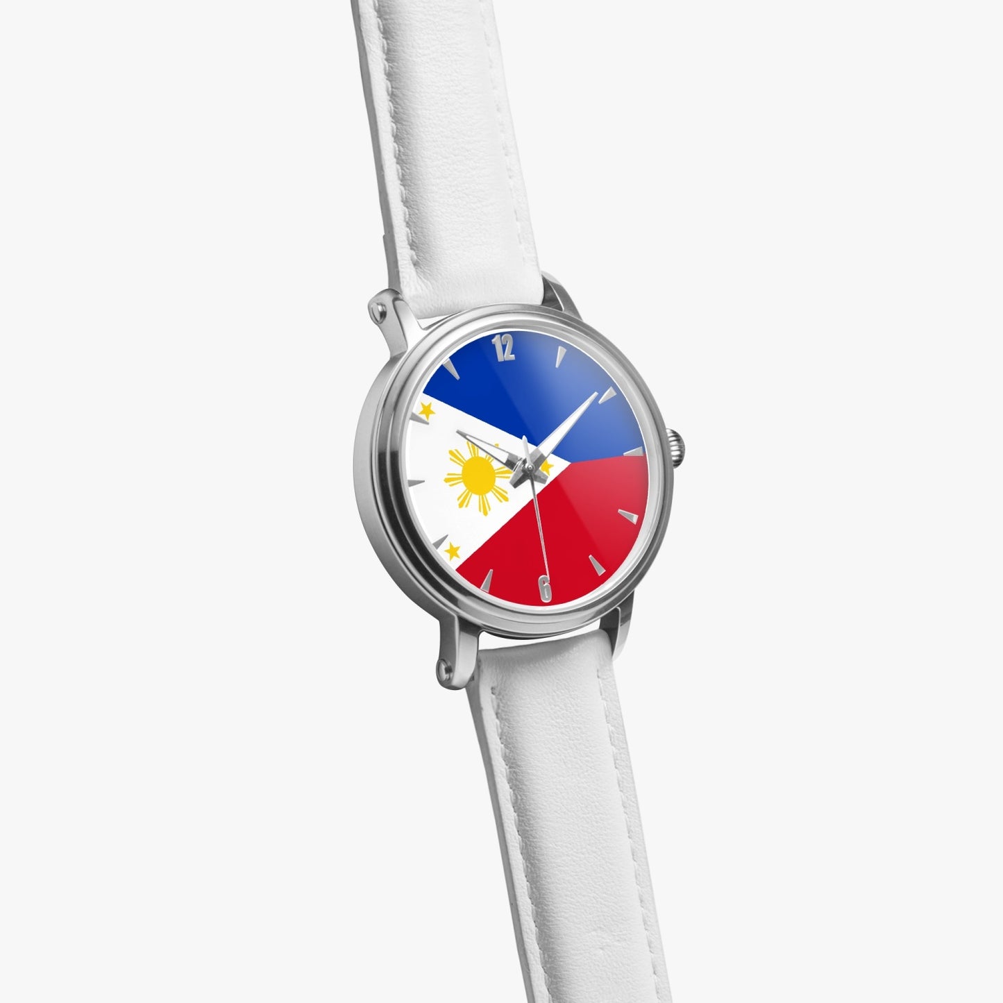 Philippines Pride Premium Leather Men's Watch - Silver / Rose Gold / Black