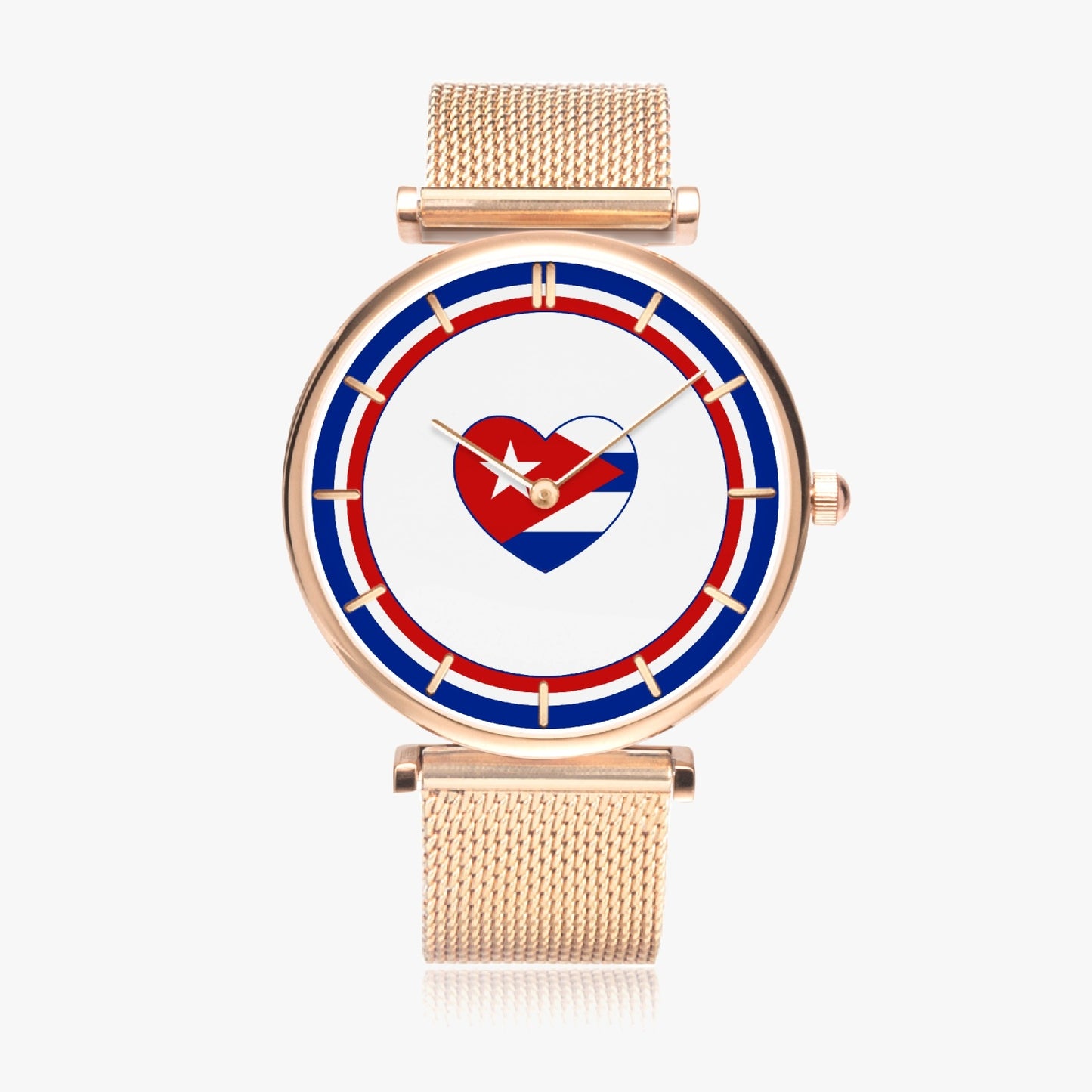 Cuba Love Ultra Thin Women's Quartz Watch - Gold / Rose Gold / Silver