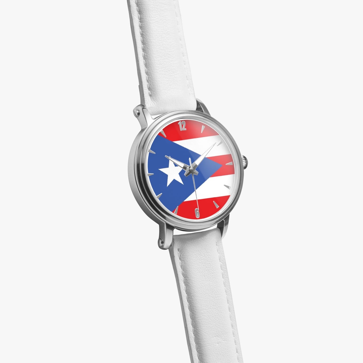 Puerto Rico Pride Premium Leather Men's Watch - Silver / Rose Gold / Black