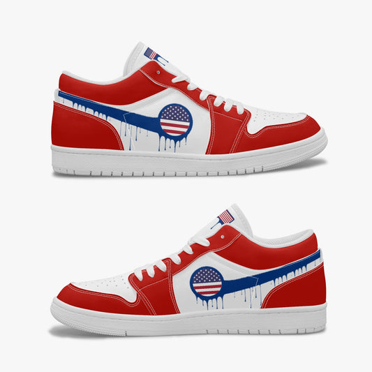 Air America Blue Drip / Red & White Low Tops (White Sole) - Men's & Women's