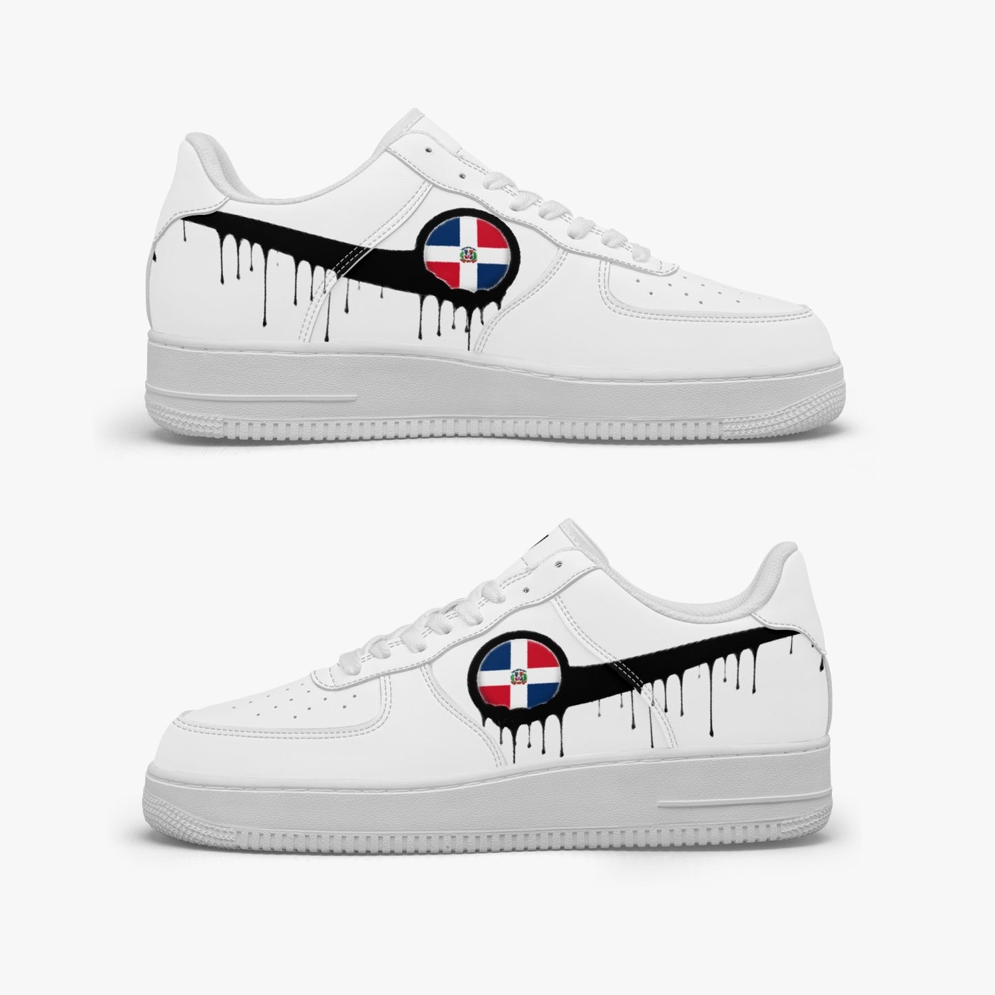 Dominican Black Drip R-Force 1 Low Tops (White) - Men's & Women's