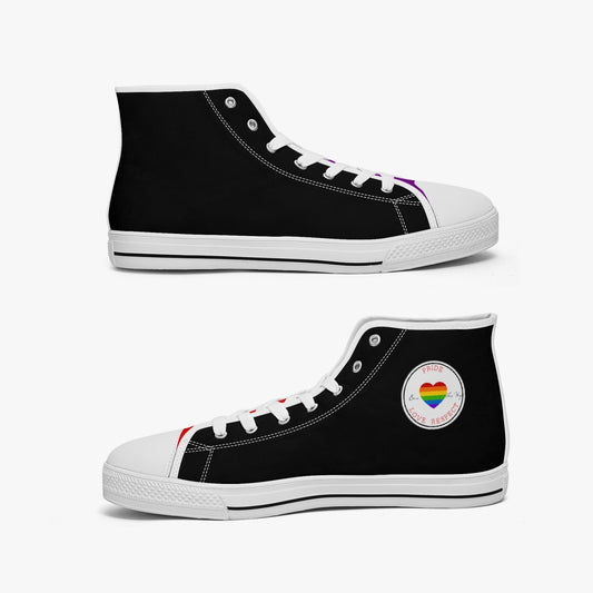 Rainbow Pride Classic Canvas High Tops (Black) - Men's & Women's