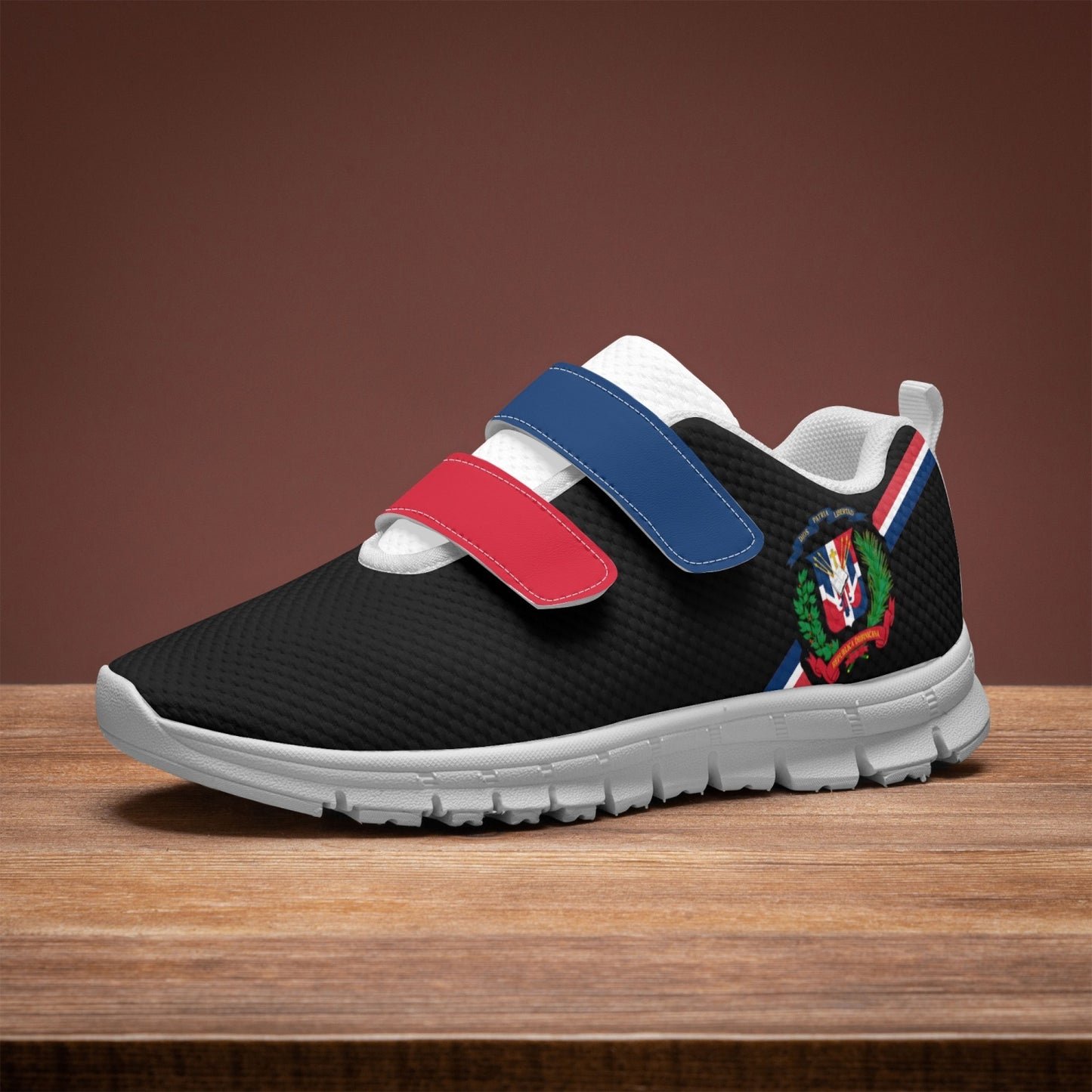 Dominican Pride Kid's Lightweight Velcro Mesh Sneaker - Black