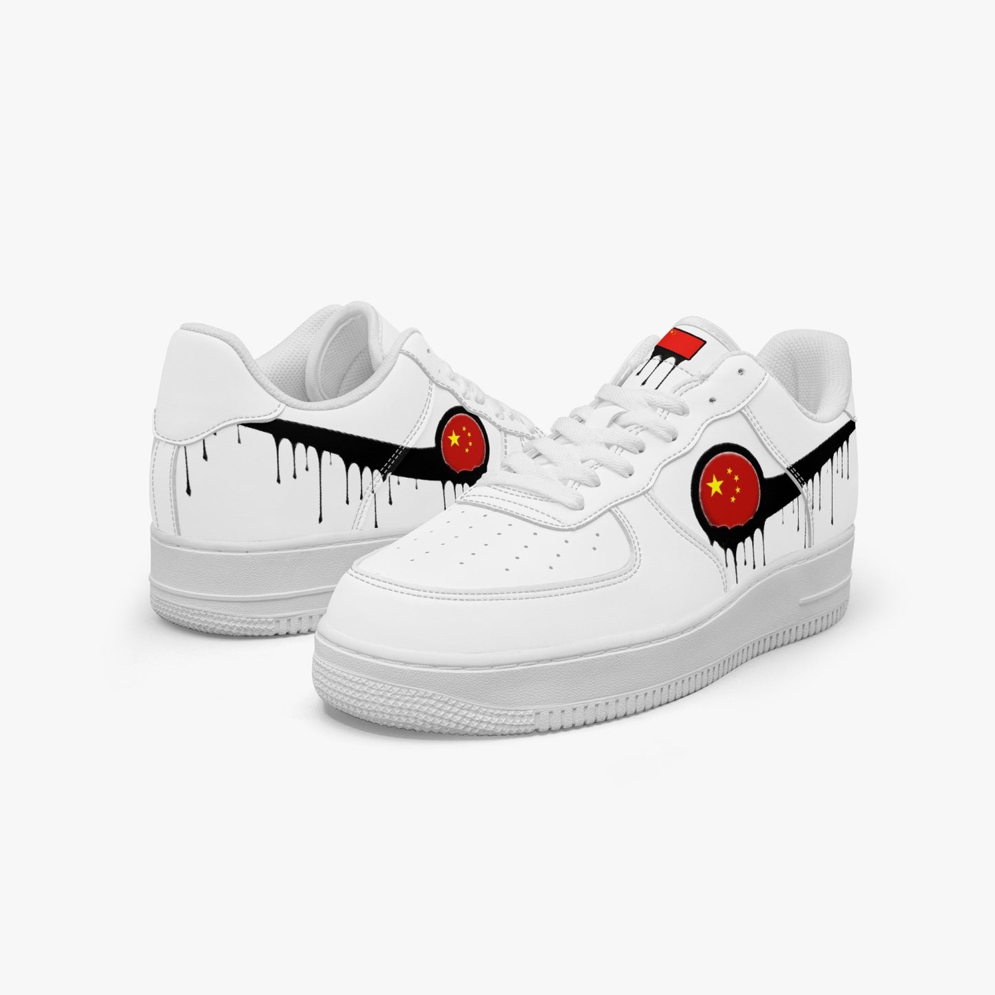 China Black Drip R-Force 1 Low Tops (White) - Men's & Women's