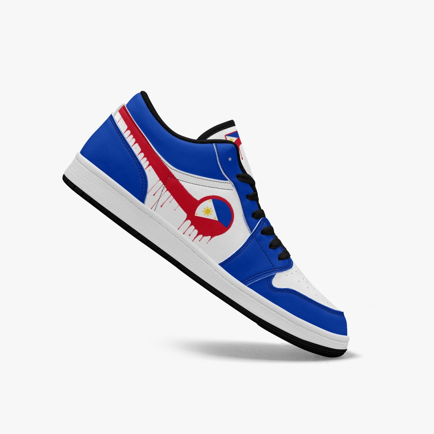 Air Philippines Red Drip / Blue & White Low Tops (Black Sole) - Men's & Women's