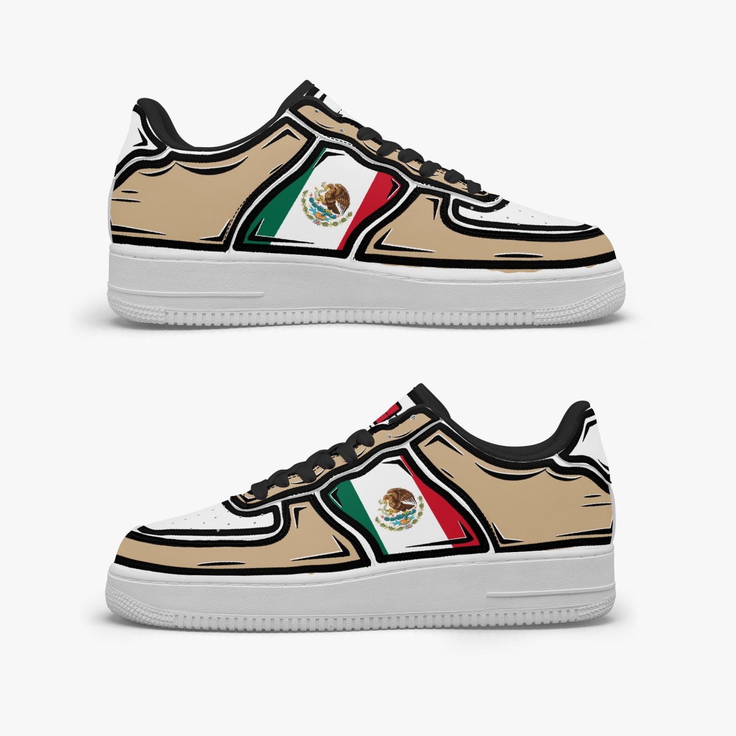 Mexico Cartoon Force 1 Low Tops (Tan) - Men's & Women's