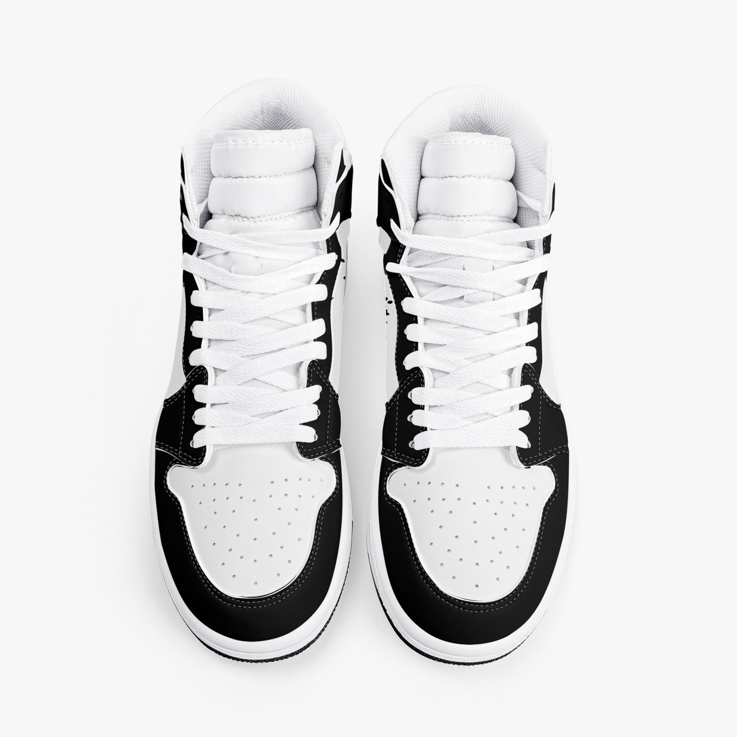 Air Dominican Splattered Icon Black/White High Tops (Black Sole) - Men's & Women's