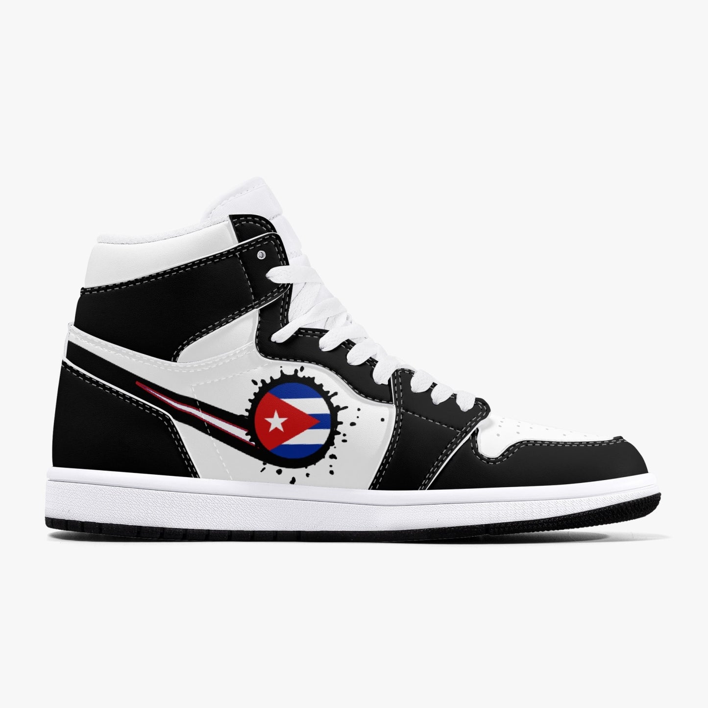 Air Cuba Splattered Icon Black/White High Tops (Black Sole) - Men's & Women's