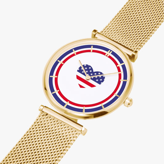 American Love Ultra Thin Women's Quartz Watch - Gold / Rose Gold / Silver