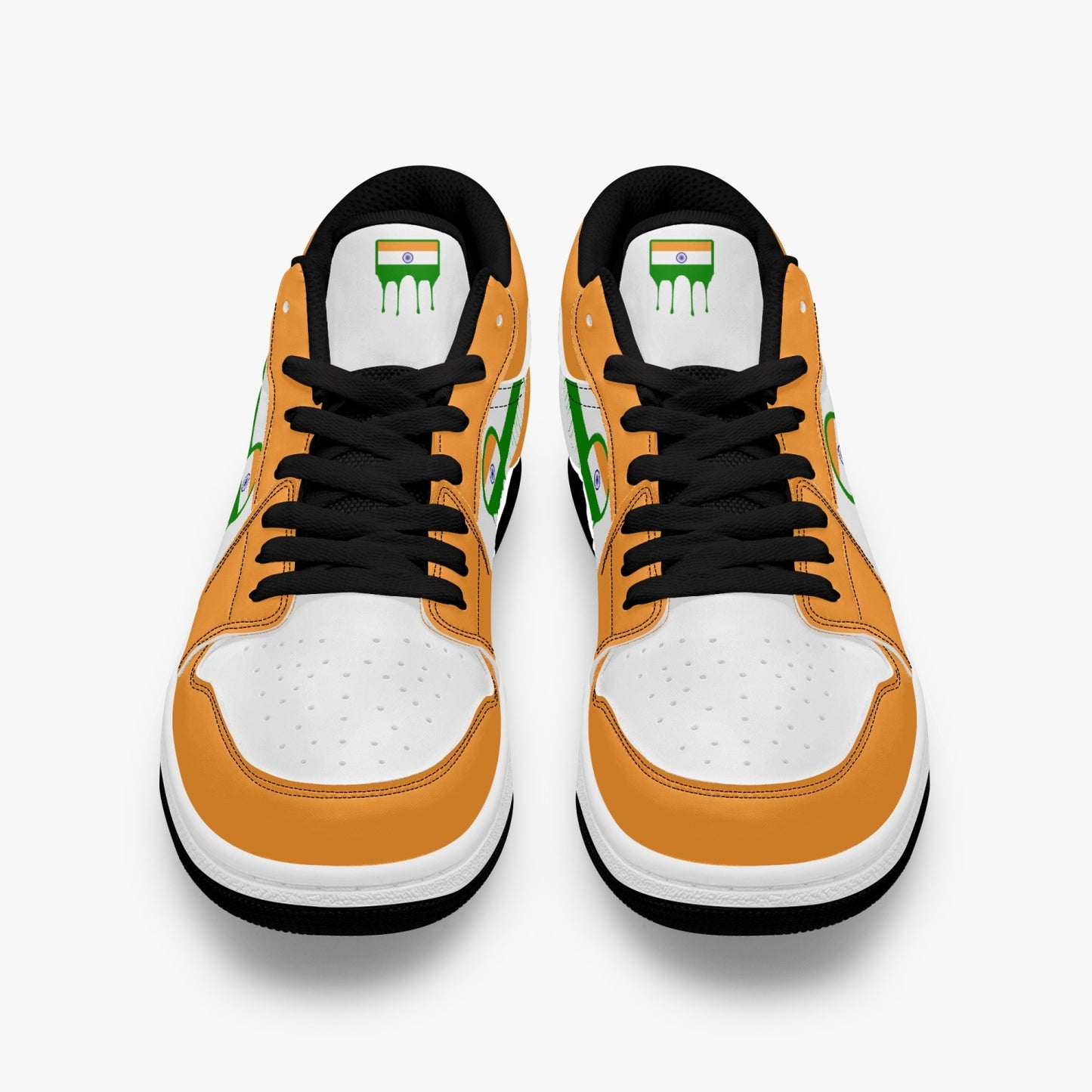 Air India Green Drip / Orange & White Low Tops (Black Sole) - Men's & Women's