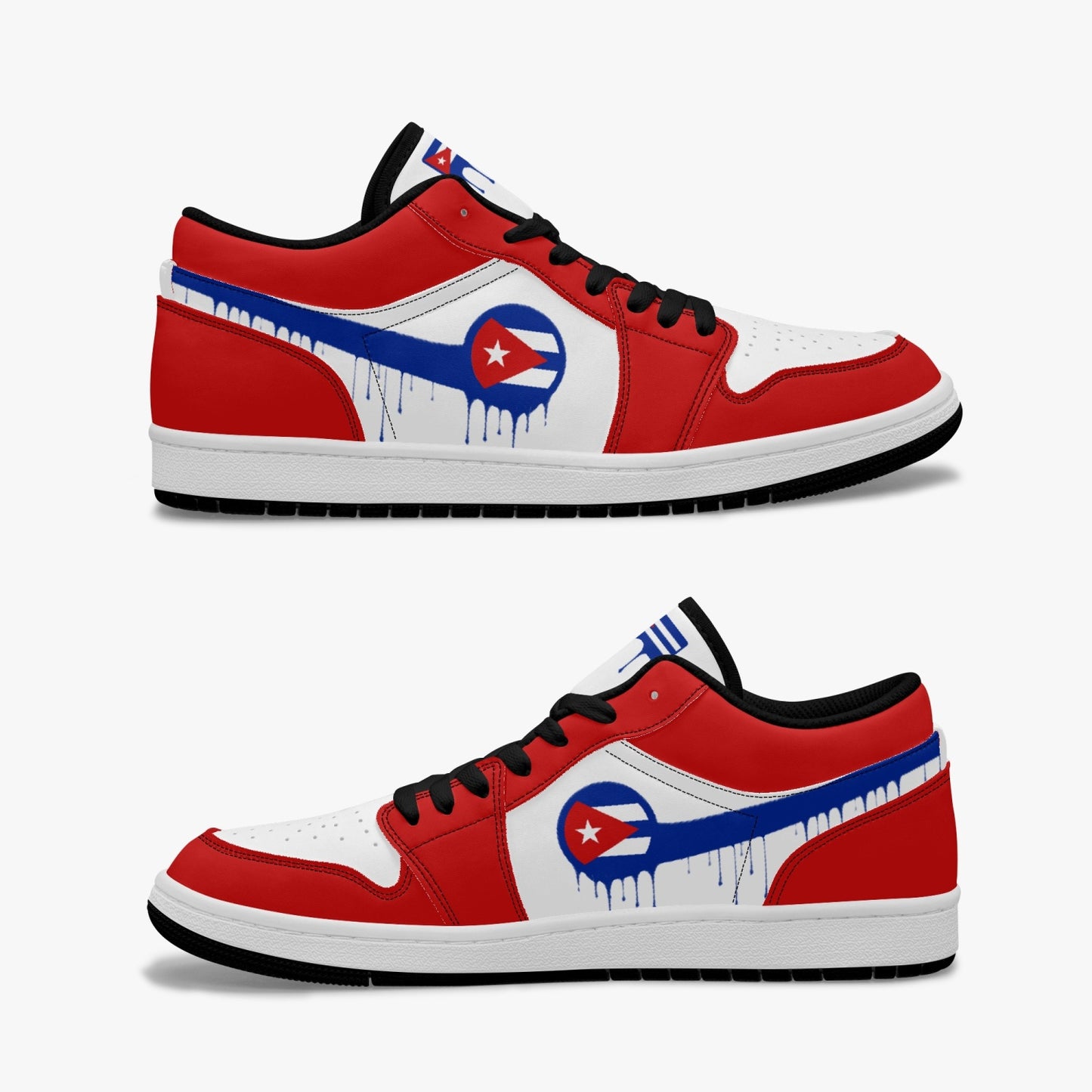 Air Cuba Blue Drip / Red & White Low Tops (Black Sole) - Men's & Women's