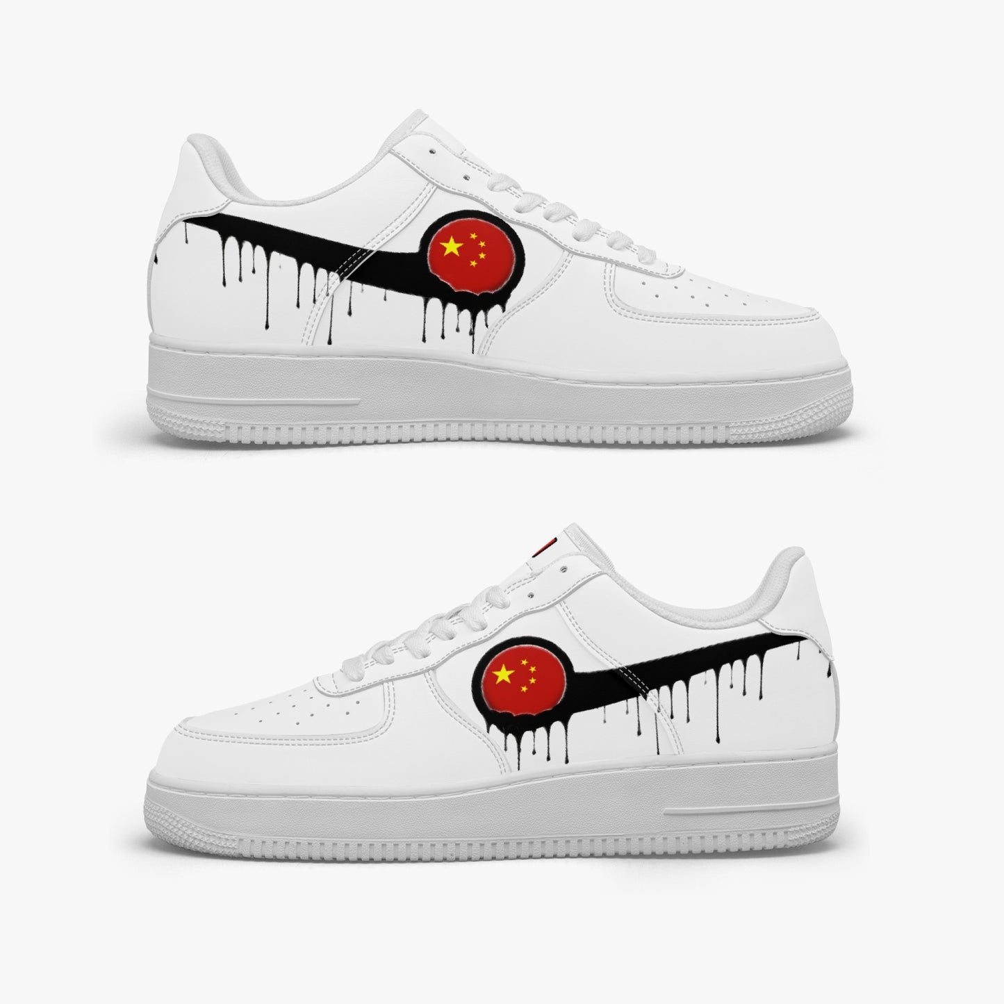 China Black Drip R-Force 1 Low Tops (White) - Men's & Women's