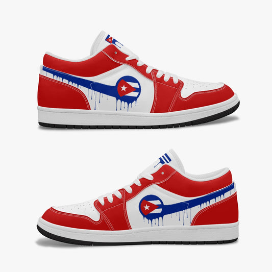 Air Cuba Blue Drip / Red & White Low Tops (Black Sole) - Men's & Women's