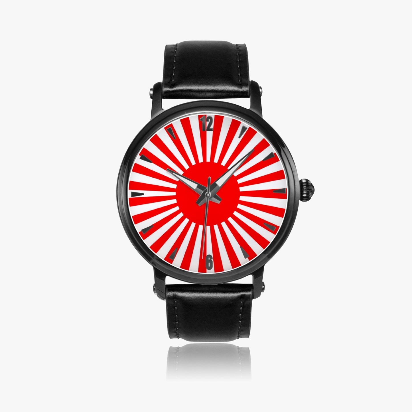 Japan Pride Premium Leather Men's Watch - Silver / Rose Gold / Black