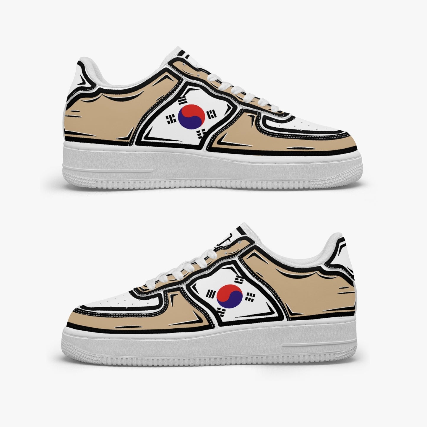 South Korea Cartoon Force 1 Low Tops (Tan) - Men's & Women's