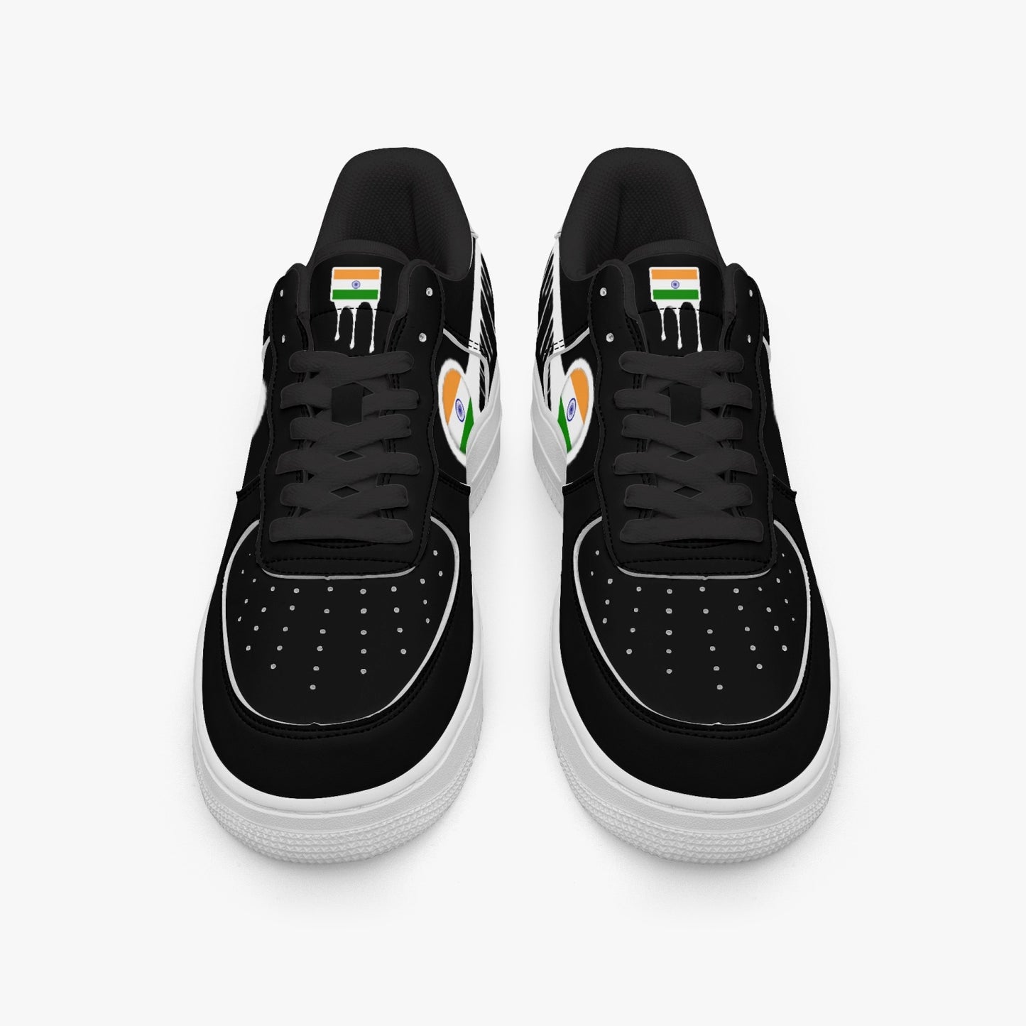 India Blurred White Drip R-Force 1 Low Tops (Black) - Men's & Women's