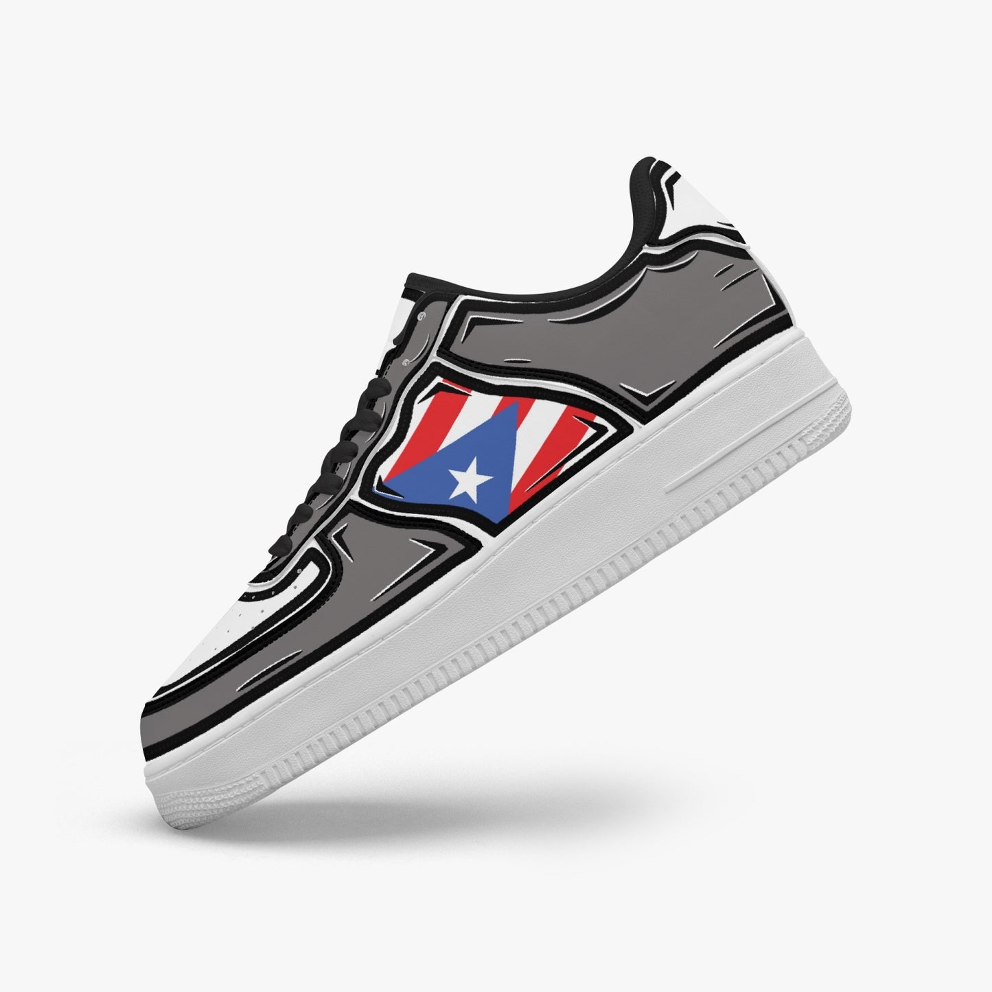 Puerto Rico Cartoon Force 1 Low Tops (Gray) - Men's & Women's