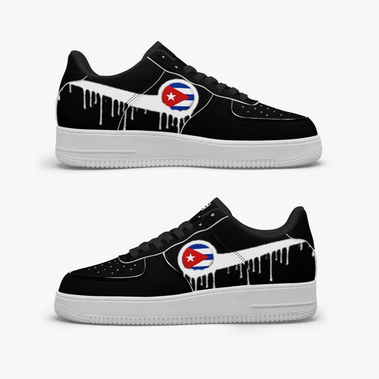 Cuba Blurred White Drip R-Force 1 Low Tops (Black) - Men's & Women's