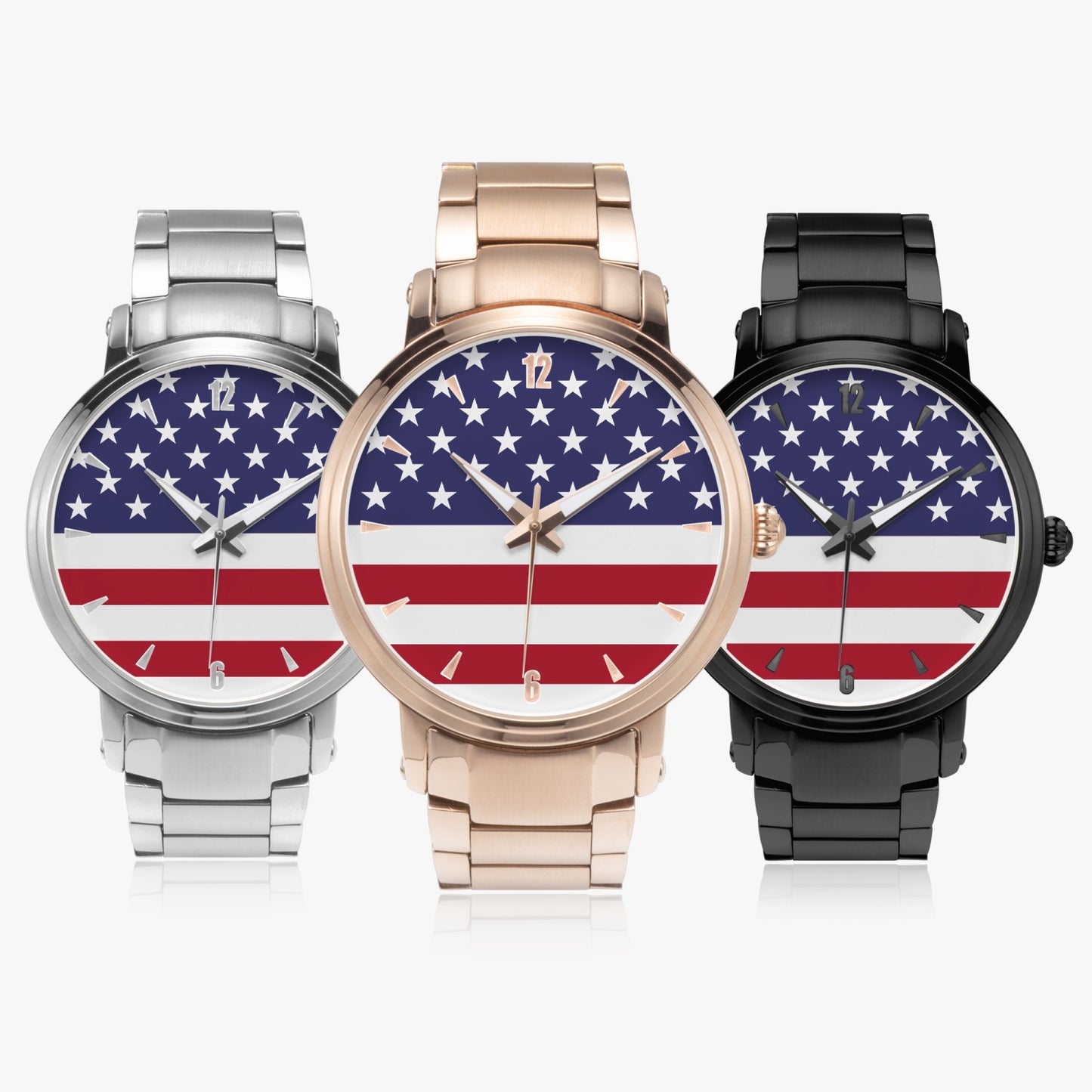 American Pride Stainless Steel Luxury Men's Watch - Silver / Rose Gold / Black
