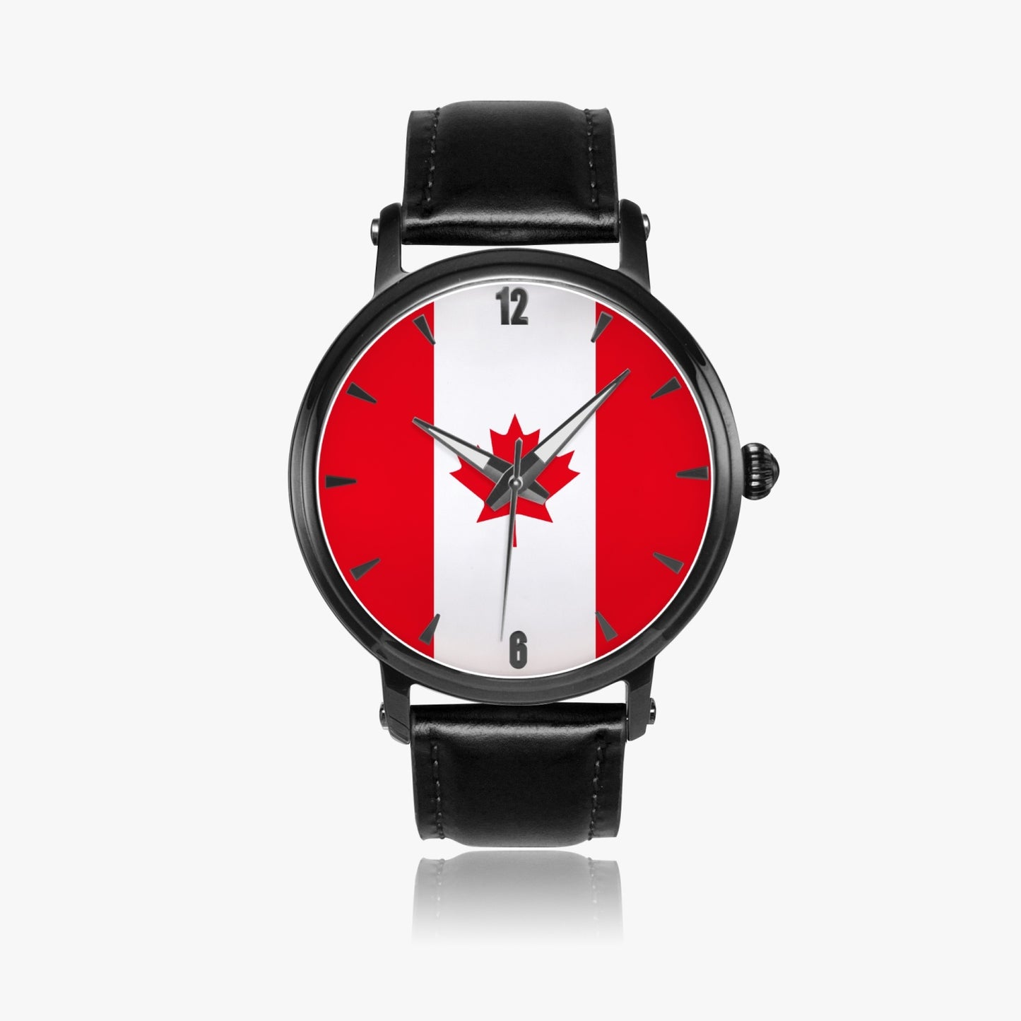 Canada Pride Premium Leather Men's Watch - Silver / Rose Gold / Black