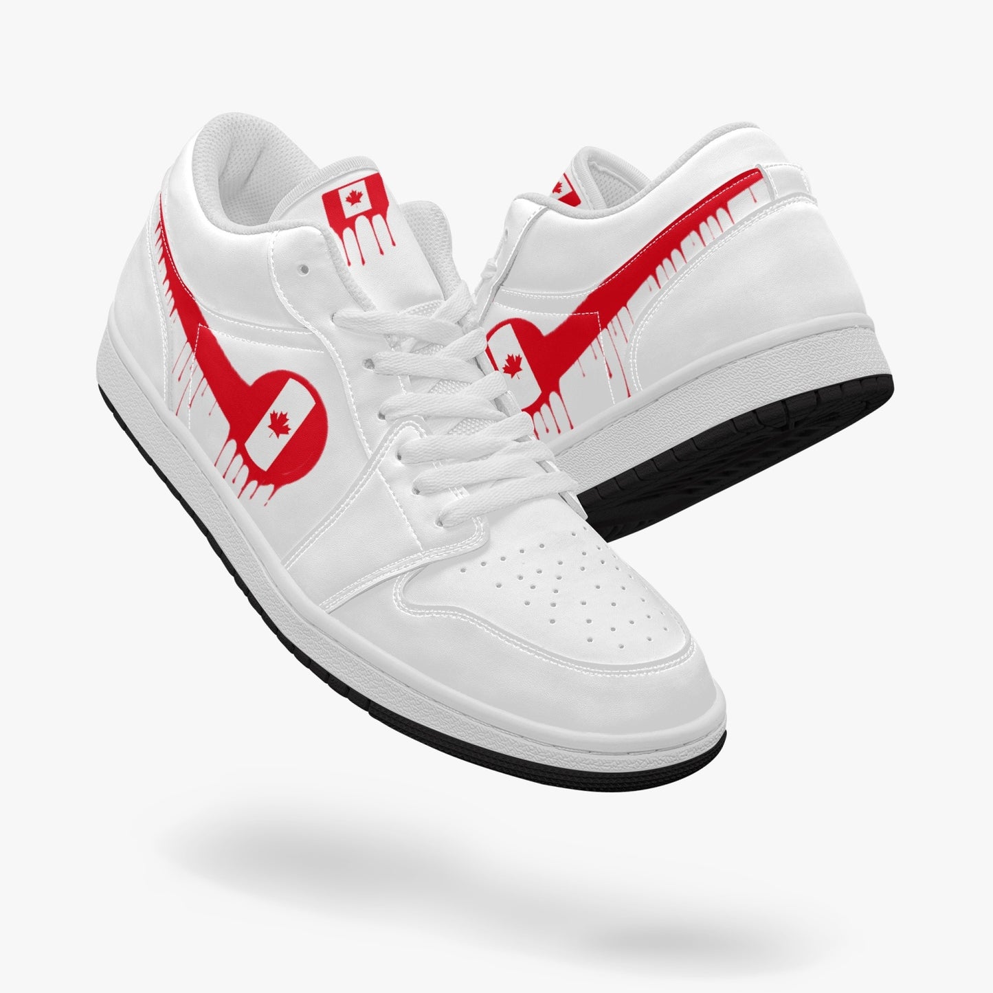 Air Canada Red Drip / White Low Tops (Black Sole) - Men's & Women's
