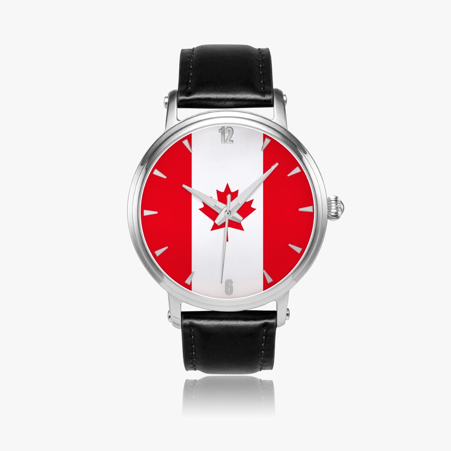 Canada Pride Premium Leather Men's Watch - Silver / Rose Gold / Black