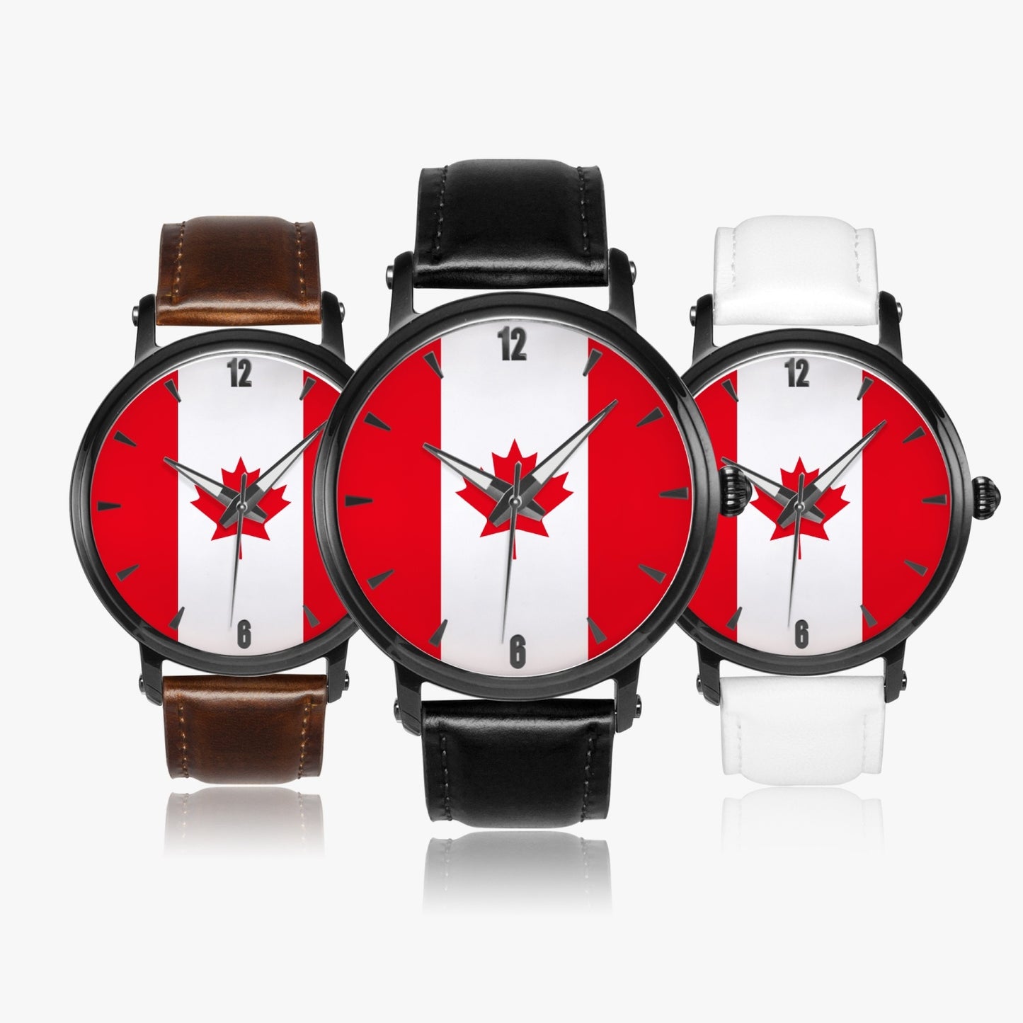 Canada Pride Premium Leather Men's Watch - Silver / Rose Gold / Black